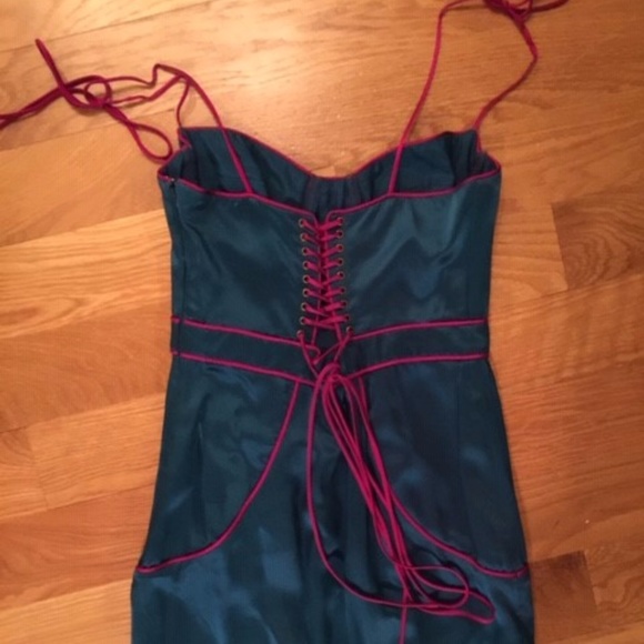 INGWA MELERO Sofia Contrast Dress Emerald/Magenta - Picture 3 of 5